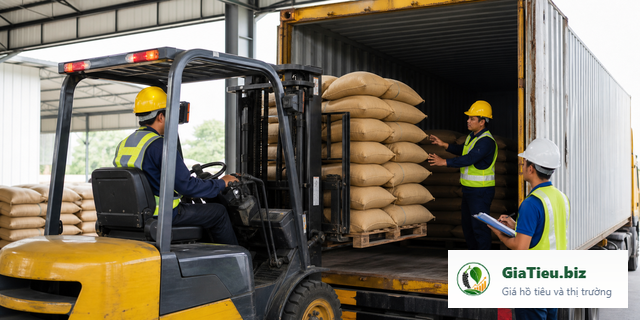 Hình minh họa cho bài Đóng hàng hồ tiêu vào container: Quy trình kiểm tra từ vỏ container đến niêm phong